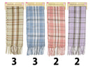 チェック柄マフラー（フリンジ付、パステルカラー）