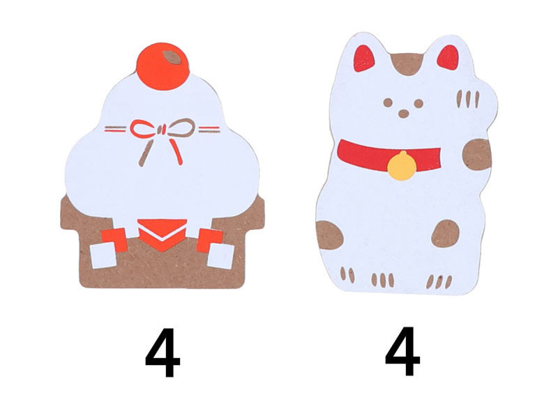 ウッドオブジェ、新春（鏡餅、猫）