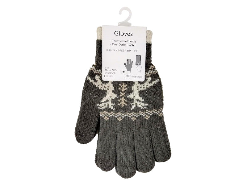 手袋（タッチパネル対応、鹿柄、ＧＹ）
