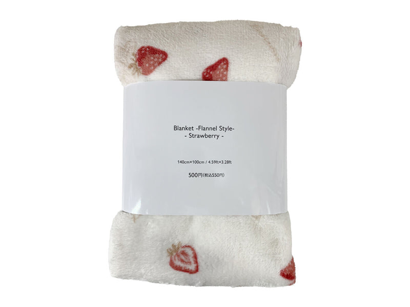 ブランケット（フランネル調、いちご柄）140cm×100cm -100均