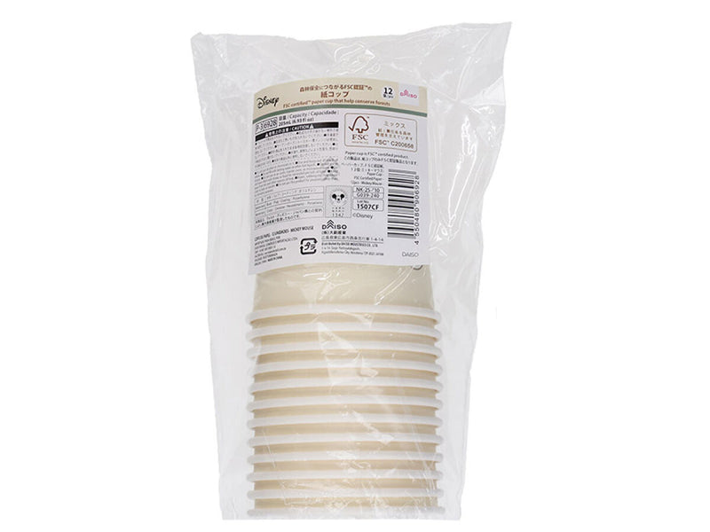 ペーパーカップ、ＦＳＣ認証紙、１２個（ミッキーマウス）２０５ｍＬ