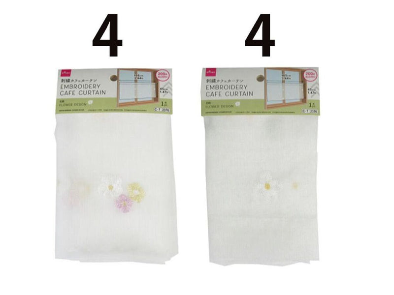 顕様特注品♡カフェカーテン♡花柄♡ロング♡ドット♡リボン♡丈115×100×2枚 刺繍カフェカーテン（花柄） -100均 通販 ダイソーオンラインショップ