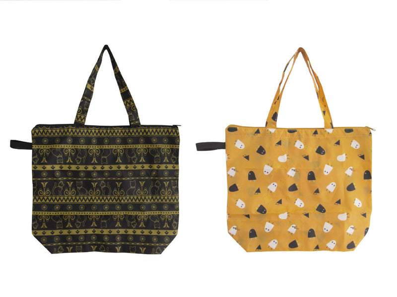 ファスナー付きトートバッグ　エジプト柄