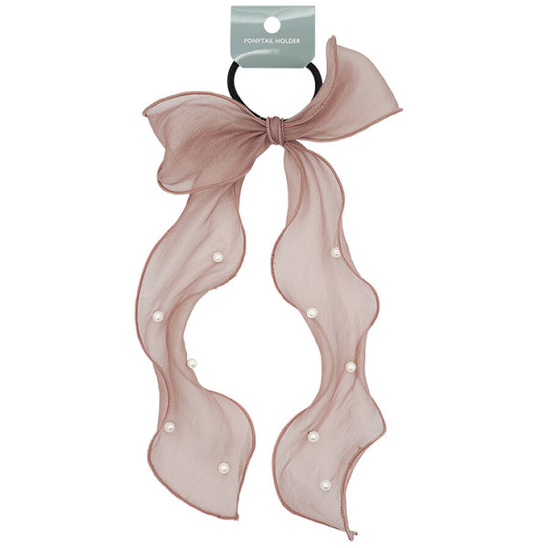 リボンヘアゴム（シフォン＆フェイクパールPK） - スリーピー  