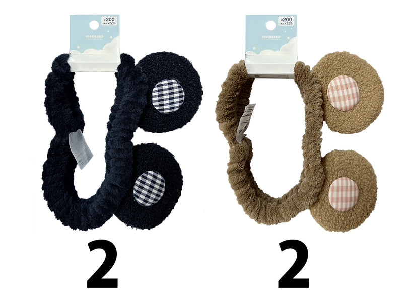 アニマル耳ふわふわヘアバンド（ネズミ×ギンガムチェック）