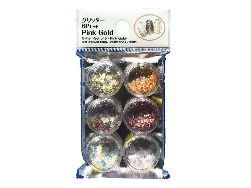 グリッター（６個セット、ピンクゴールド）