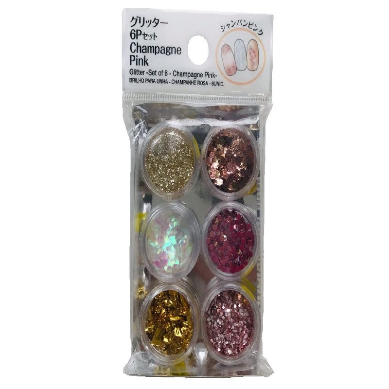 グリッター（６個セット、シャンパンピンク）