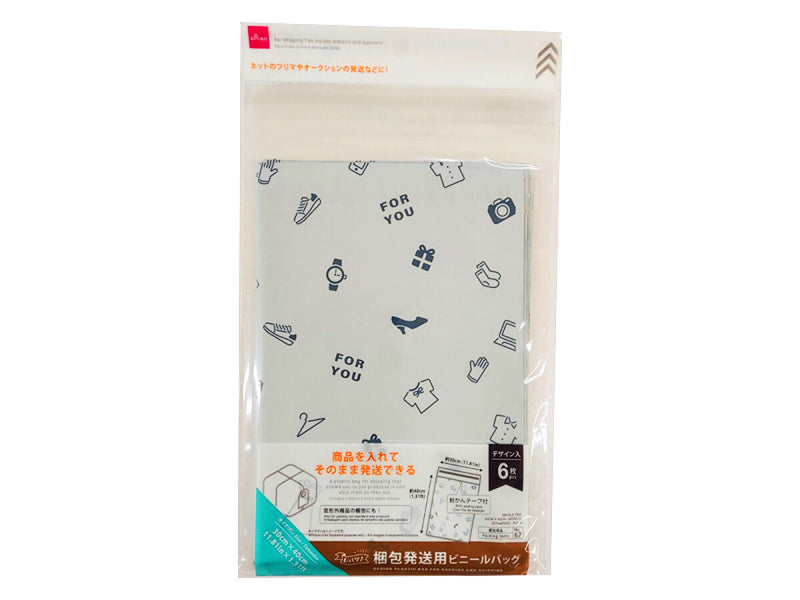 梱包発送用ビニールバッグ　デザイン入（６枚）　３０ｃｍ×４０