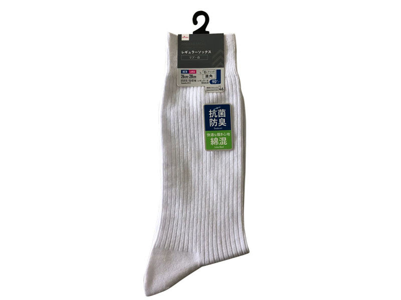 レギュラーソックス（男性用、リブ、白、２６―２８ｃｍ）