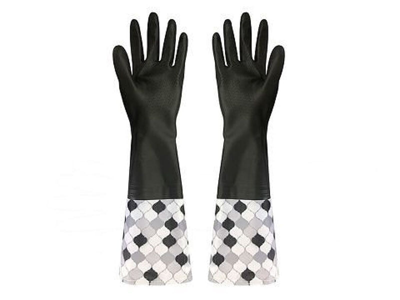 袖付ゴム手袋（黒、Ｍサイズ）