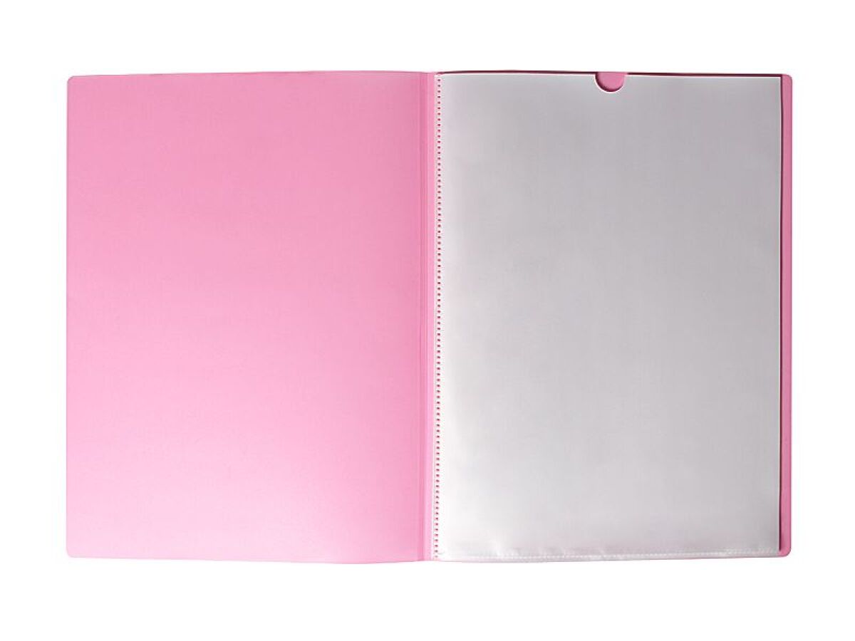 取り出しやすいクリアブック（A4、薄型20ポケット、透明赤） -100