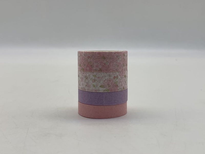 マスキングテープ（春、ピンク系、１５ｍｍ×３ｍ、４個）