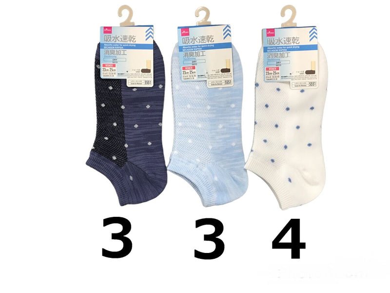 吸水消臭甲メッシュショート丈ソックス（ドット、２３ｃｍ－２５ｃｍ）
