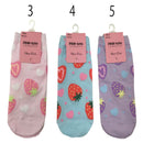 ショート丈ソックス（１９ｃｍ－２１ｃｍ、ピンクラテ、イチゴ）