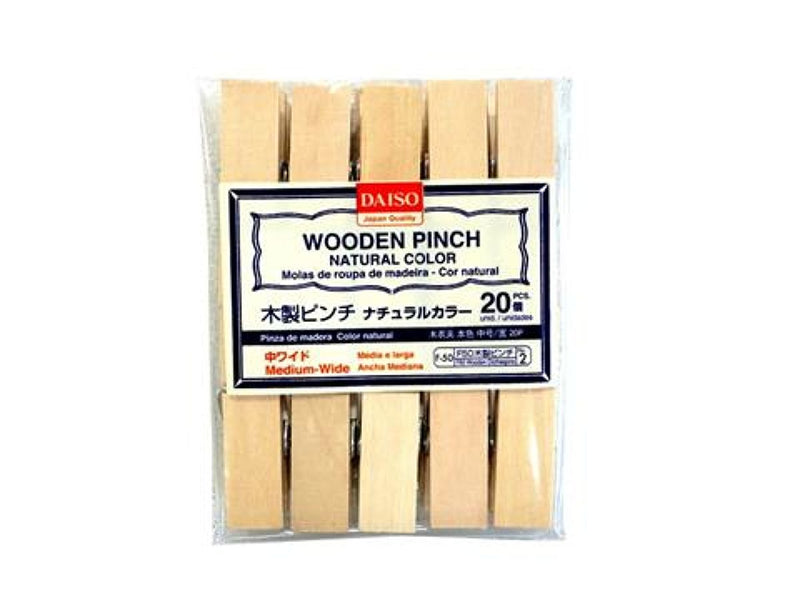 木製ピンチ　ナチュラルカラー２０個　中ワイド