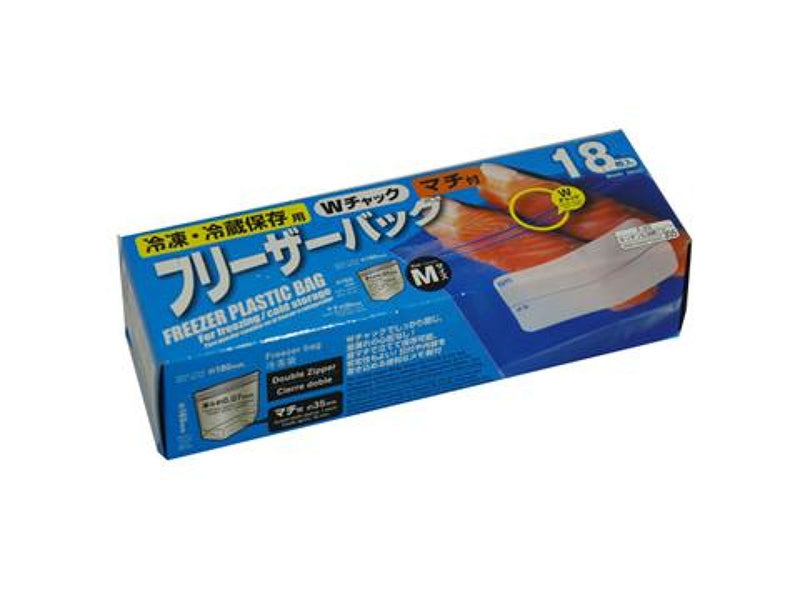 Ｗチャックマチ付フリーザバッグＭ　１８枚入